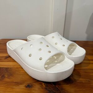 Crocs Classic White Platform Slides